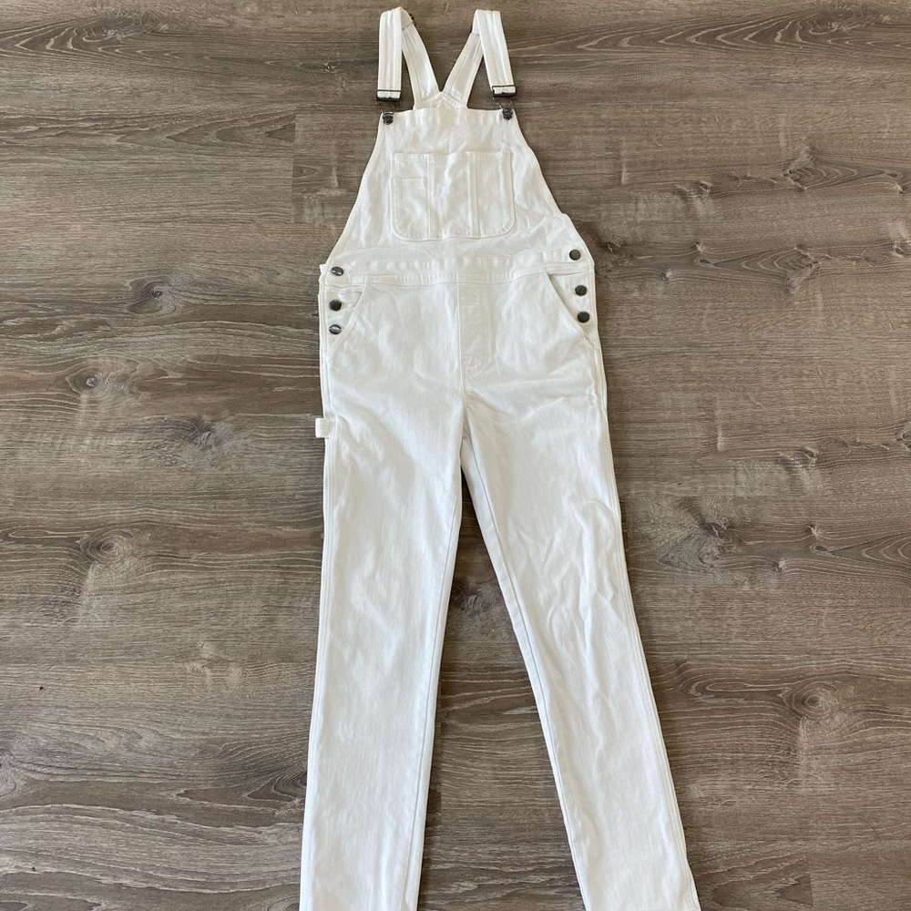 Frame White Denim Overalls